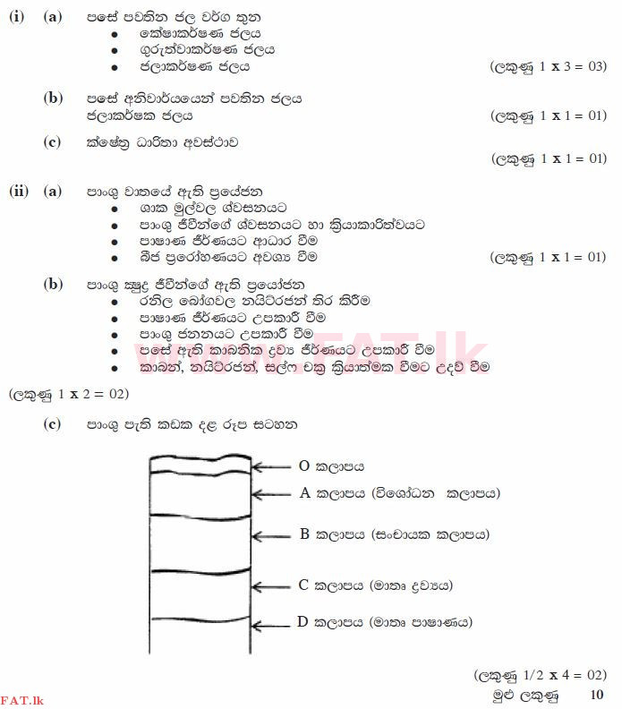உள்ளூர் பாடத்திட்டம் : சாதாரண நிலை (சா/த) விவசாயமும் உணவுத் தொழில்நுட்பமும். - 2011 டிசம்பர் - தாள்கள் II (සිංහල மொழிமூலம்) 5 1794