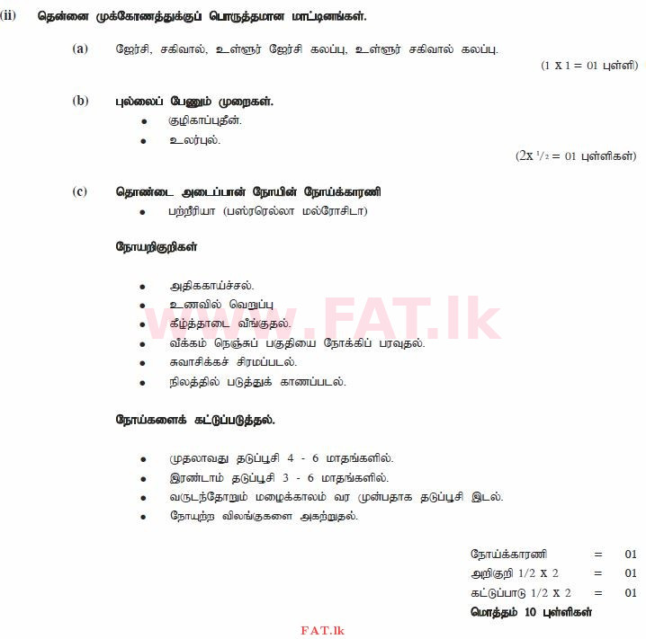 National Syllabus : Ordinary Level (O/L) Agriculture and Food Technology - 2011 December - Paper II (தமிழ் Medium) 6 1808
