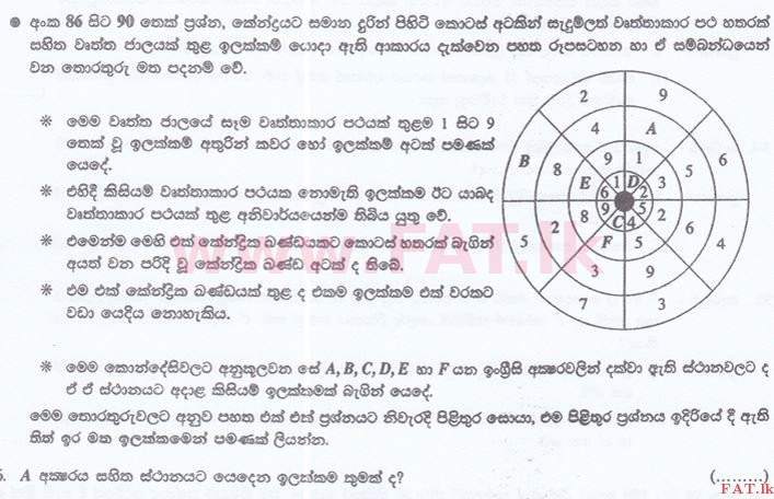 National Syllabus : Sri Lanka Law College Law Entrance - 2015 September - General Knowledge and Intelligence (සිංහල Medium) 86 1