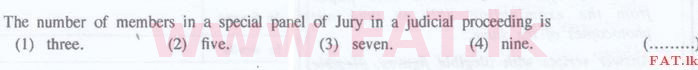 National Syllabus : Sri Lanka Law College Law Entrance - 2016 September - General Knowledge and Intelligence (English Medium) 10 1