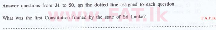 National Syllabus : Sri Lanka Law College Law Entrance - 2016 September - General Knowledge and Intelligence (English Medium) 31 1