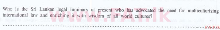National Syllabus : Sri Lanka Law College Law Entrance - 2016 September - General Knowledge and Intelligence (English Medium) 34 1