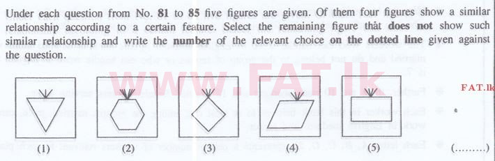 දේශීය විෂය නිර්දේශය : ශ්‍රී ලංකා නීති විද්‍යාලය නීති විද්‍යාලයීය ප්‍රවේශය - 2016 සැප්තැම්බර් - සාමාන්‍ය දැනීම හා බුද්ධි පරීක්ෂණය (English මාධ්‍යය) 81 1