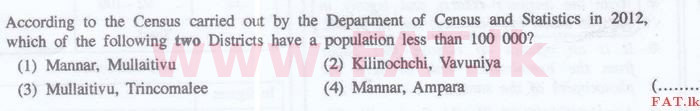 National Syllabus : Sri Lanka Law College Law Entrance - 2015 September - General Knowledge and Intelligence (English Medium) 7 1