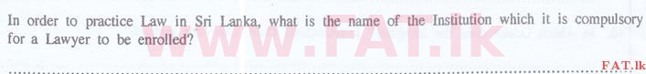 உள்ளூர் பாடத்திட்டம் : இலங்கை சட்டக்கல்லூரி இலங்கை சட்டக்கல்லூரி நுழைவுத்தேர்வு - 2015 செப்டம்பர் - General Knowledge and Intelligence (English மொழிமூலம்) 32 1