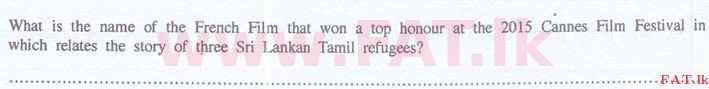 உள்ளூர் பாடத்திட்டம் : இலங்கை சட்டக்கல்லூரி இலங்கை சட்டக்கல்லூரி நுழைவுத்தேர்வு - 2015 செப்டம்பர் - General Knowledge and Intelligence (English மொழிமூலம்) 36 1