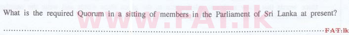 உள்ளூர் பாடத்திட்டம் : இலங்கை சட்டக்கல்லூரி இலங்கை சட்டக்கல்லூரி நுழைவுத்தேர்வு - 2015 செப்டம்பர் - General Knowledge and Intelligence (English மொழிமூலம்) 38 1
