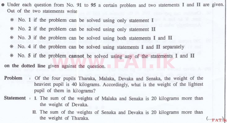 දේශීය විෂය නිර්දේශය : ශ්‍රී ලංකා නීති විද්‍යාලය නීති විද්‍යාලයීය ප්‍රවේශය - 2015 සැප්තැම්බර් - සාමාන්‍ය දැනීම හා බුද්ධි පරීක්ෂණය (English මාධ්‍යය) 91 1