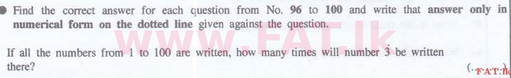 உள்ளூர் பாடத்திட்டம் : இலங்கை சட்டக்கல்லூரி இலங்கை சட்டக்கல்லூரி நுழைவுத்தேர்வு - 2015 செப்டம்பர் - General Knowledge and Intelligence (English மொழிமூலம்) 96 1