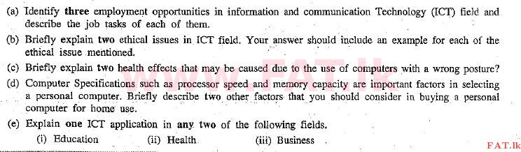 National Syllabus : Advanced Level (A/L) General Information Technology (GIT) - 2010 December - Paper II (English Medium) 6 1