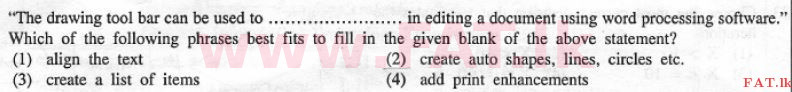 National Syllabus : Advanced Level (A/L) General Information Technology (GIT) - 2012 December - Paper I (English Medium) 22 1