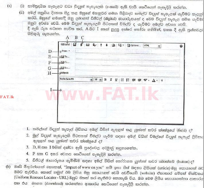 National Syllabus : Advanced Level (A/L) General Information Technology (GIT) - 2010 August - Paper II (සිංහල Medium) 2 1