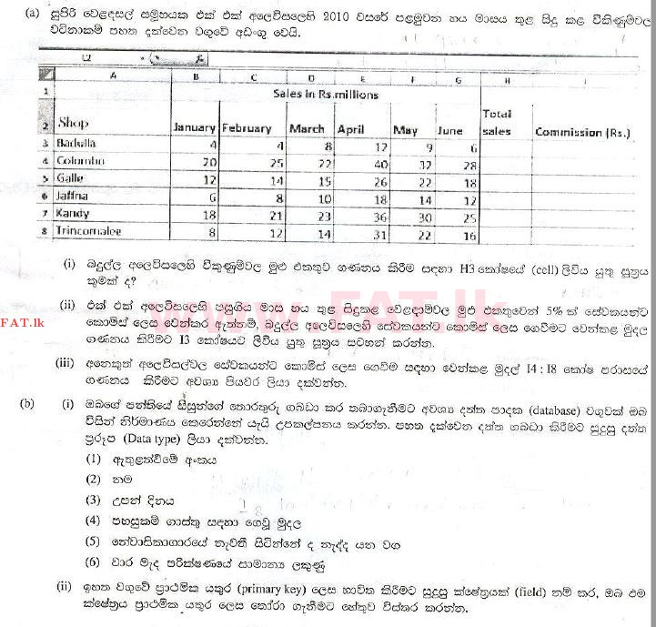 National Syllabus : Advanced Level (A/L) General Information Technology (GIT) - 2010 August - Paper II (සිංහල Medium) 4 1
