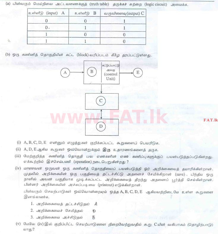 National Syllabus : Advanced Level (A/L) General Information Technology (GIT) - 2010 August - Paper II (தமிழ் Medium) 1 1