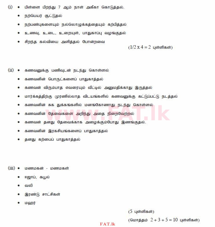National Syllabus : Ordinary Level (O/L) Islam - 2010 December - Paper II (தமிழ் Medium) 4 2592