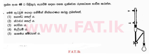 உள்ளூர் பாடத்திட்டம் : உயர்தரம் (உ/த) உயிரியல் அமைப்புத் தொழில்நுட்பம் - 2015 ஆகஸ்ட் - தாள்கள் I (සිංහල மொழிமூலம்) 40 1