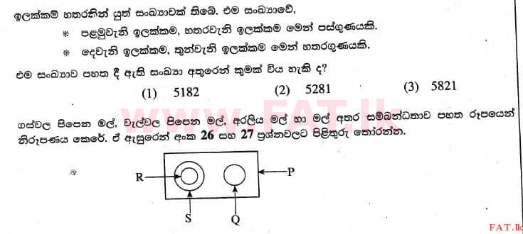 உள்ளூர் பாடத்திட்டம் : புலமைப்பரிசில் பரீட்சை தரம் 5 - 2017 ஆகஸ்ட் - தாள்கள் I (සිංහල மொழிமூலம்) 25 1