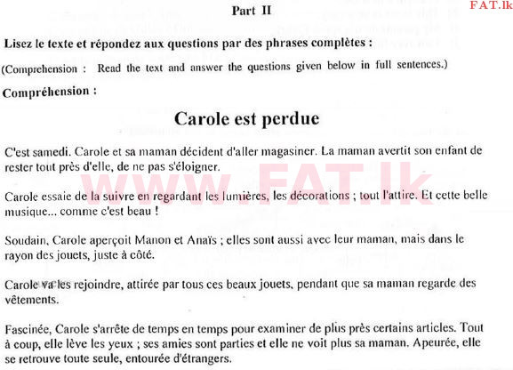 National Syllabus : Ordinary Level (O/L) French Language - 2009 December - Paper (French Language Medium) 3 1