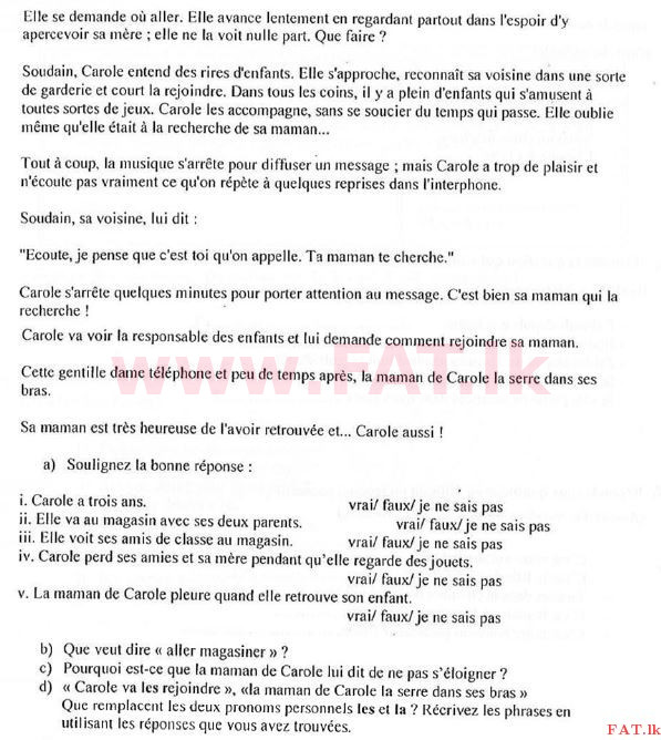 National Syllabus : Ordinary Level (O/L) French Language - 2009 December - Paper (French Language Medium) 3 2