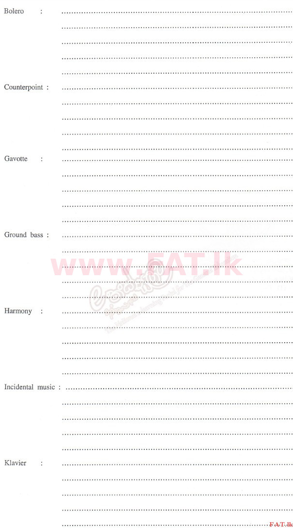 உள்ளூர் பாடத்திட்டம் : உயர்தரம் (உ/த) மேலைத்தேய சங்கீதம் - 2010 ஆகஸ்ட் - தாள்கள் I (සිංහල மொழிமூலம்) 4 2