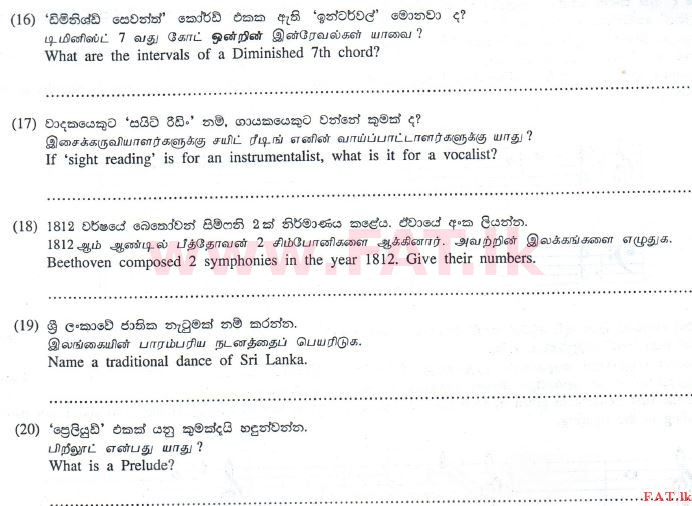 National Syllabus : Advanced Level (A/L) Western Music - 2010 August - Paper I (English Medium) 1 3