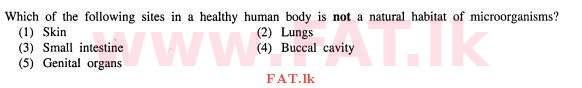 National Syllabus : Advanced Level (A/L) Biology - 2013 August - Paper I (English Medium) 38 1