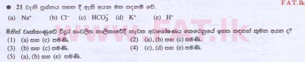 National Syllabus : Advanced Level (A/L) Biology - 2015 August - Paper I (සිංහල Medium) 21 1