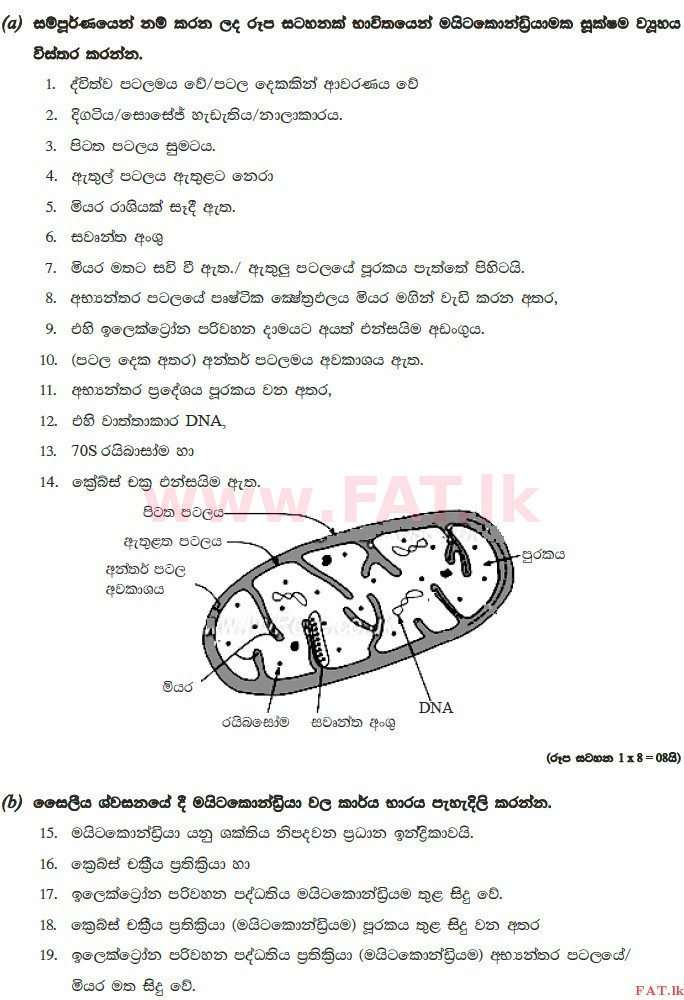 National Syllabus : Advanced Level (A/L) Biology - 2015 August - Paper II (සිංහල Medium) 5 3305