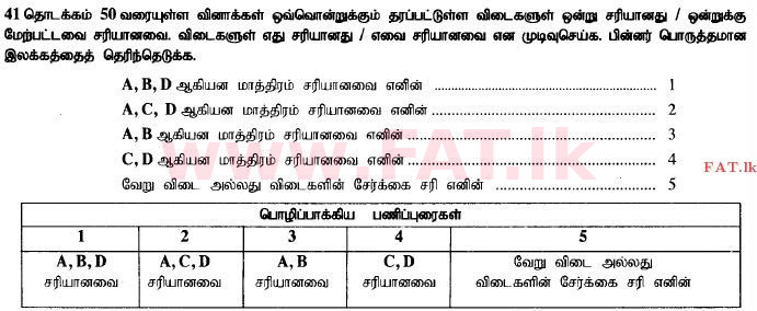 National Syllabus : Advanced Level (A/L) Biology - 2015 August - Paper I (தமிழ் Medium) 46 1