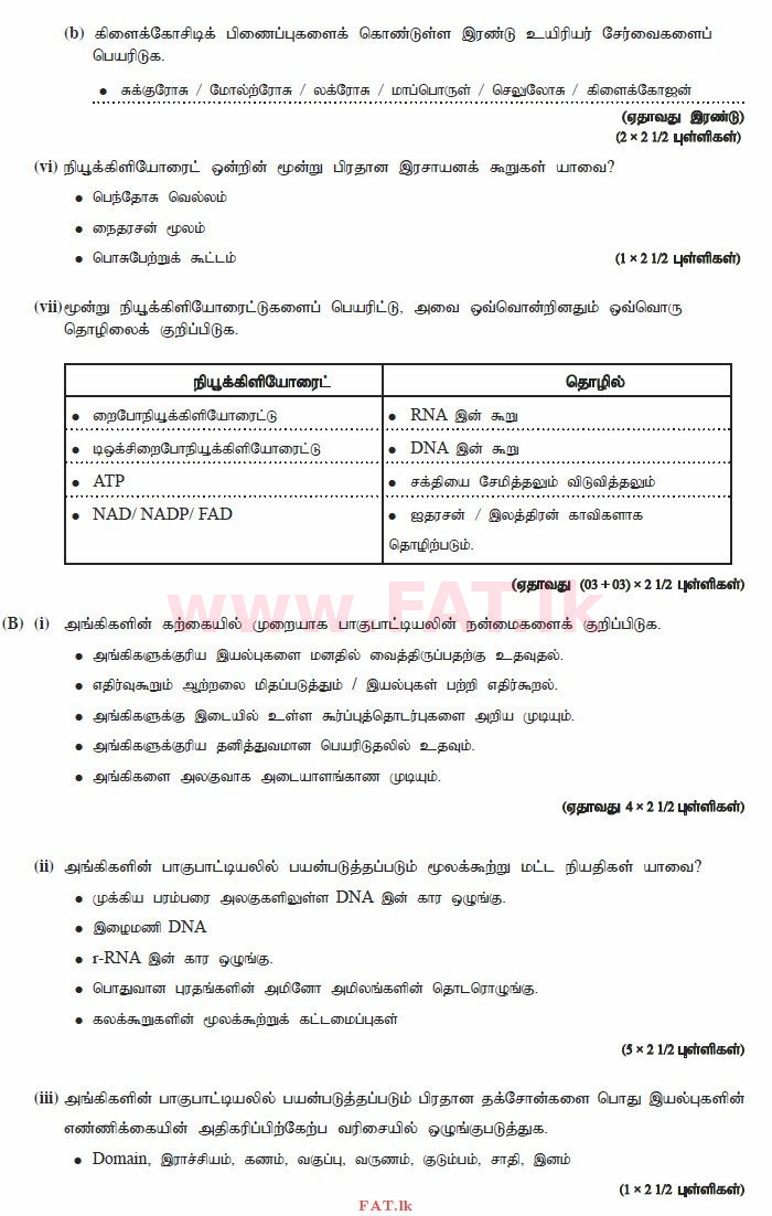 National Syllabus : Advanced Level (A/L) Biology - 2015 August - Paper II (தமிழ் Medium) 1 3762