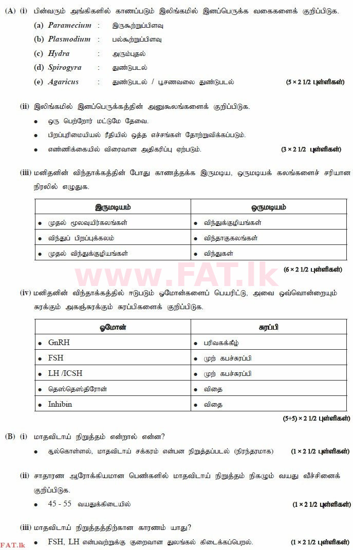 உள்ளூர் பாடத்திட்டம் : உயர்தரம் (உ/த) உயிரியல் - 2015 ஆகஸ்ட் - தாள்கள் II (தமிழ் மொழிமூலம்) 2 3764