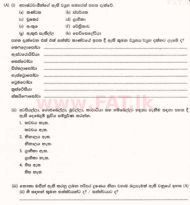 உள்ளூர் பாடத்திட்டம் : உயர்தரம் (உ/த) உயிரியல் - 2013 ஆகஸ்ட் - தாள்கள் II A (සිංහල மொழிமூலம்) 3 1