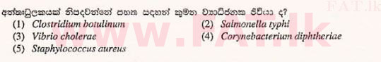 உள்ளூர் பாடத்திட்டம் : உயர்தரம் (உ/த) உயிரியல் - 2012 ஆகஸ்ட் - தாள்கள் I (සිංහල மொழிமூலம்) 38 1