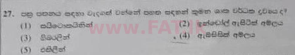 දේශීය විෂය නිර්දේශය : උසස් පෙළ (A/L) ජීව විද්‍යාව - 2020 ඔක්තෝබර් - ප්‍රශ්න පත්‍රය I (පැරණි විෂය නිර්දේශය) (සිංහල මාධ්‍යය) 27 1