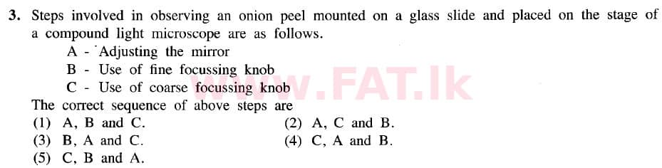 National Syllabus : Advanced Level (A/L) Biology - 2020 October - Paper I (New Syllabus) (English Medium) 3 1