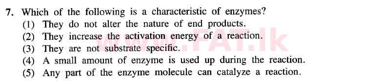 National Syllabus : Advanced Level (A/L) Biology - 2020 October - Paper I (New Syllabus) (English Medium) 7 1