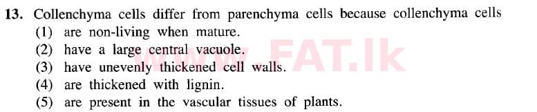 National Syllabus : Advanced Level (A/L) Biology - 2020 October - Paper I (New Syllabus) (English Medium) 13 1