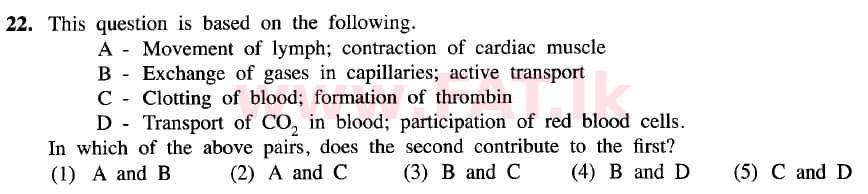 දේශීය විෂය නිර්දේශය : උසස් පෙළ (A/L) ජීව විද්‍යාව - 2020 ඔක්තෝබර් - ප්‍රශ්න පත්‍රය I (නව විෂය නිර්දේශය) (English මාධ්‍යය) 22 1