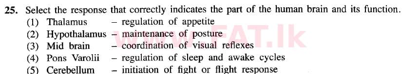 National Syllabus : Advanced Level (A/L) Biology - 2020 October - Paper I (New Syllabus) (English Medium) 25 1