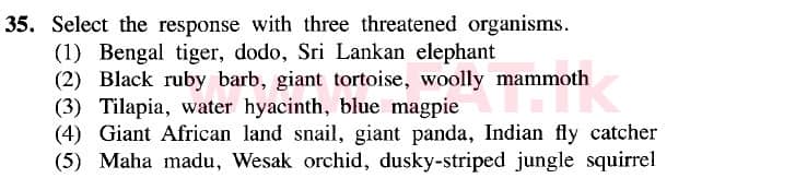 දේශීය විෂය නිර්දේශය : උසස් පෙළ (A/L) ජීව විද්‍යාව - 2020 ඔක්තෝබර් - ප්‍රශ්න පත්‍රය I (නව විෂය නිර්දේශය) (English මාධ්‍යය) 35 1