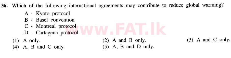 දේශීය විෂය නිර්දේශය : උසස් පෙළ (A/L) ජීව විද්‍යාව - 2020 ඔක්තෝබර් - ප්‍රශ්න පත්‍රය I (නව විෂය නිර්දේශය) (English මාධ්‍යය) 36 1