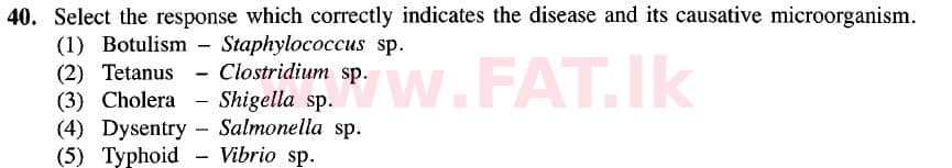 දේශීය විෂය නිර්දේශය : උසස් පෙළ (A/L) ජීව විද්‍යාව - 2020 ඔක්තෝබර් - ප්‍රශ්න පත්‍රය I (නව විෂය නිර්දේශය) (English මාධ්‍යය) 40 1