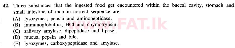 உள்ளூர் பாடத்திட்டம் : உயர்தரம் (உ/த) உயிரியல் - 2020 அக்டோபர் - தாள்கள் I (புதிய பாடத்திட்டம்) (English மொழிமூலம்) 42 2