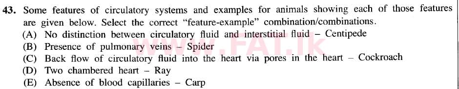 National Syllabus : Advanced Level (A/L) Biology - 2020 October - Paper I (New Syllabus) (English Medium) 43 2