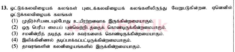 உள்ளூர் பாடத்திட்டம் : உயர்தரம் (உ/த) உயிரியல் - 2020 அக்டோபர் - தாள்கள் I (புதிய பாடத்திட்டம்) (தமிழ் மொழிமூலம்) 13 1
