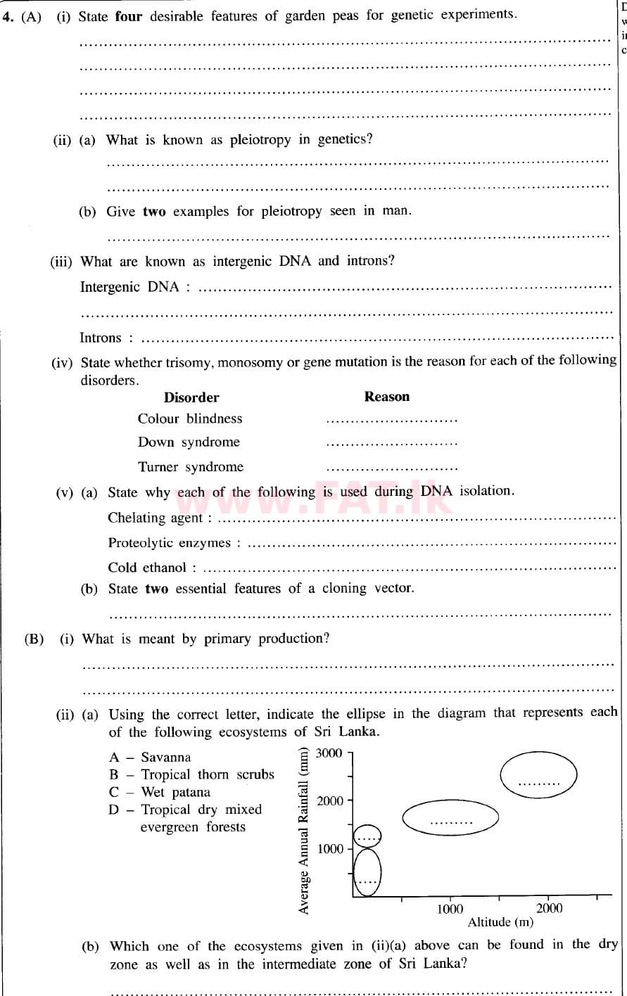 දේශීය විෂය නිර්දේශය : උසස් පෙළ (A/L) ජීව විද්‍යාව - 2020 ඔක්තෝබර් - ප්‍රශ්න පත්‍රය II (නව විෂය නිර්දේශය) (English මාධ්‍යය) 4 1
