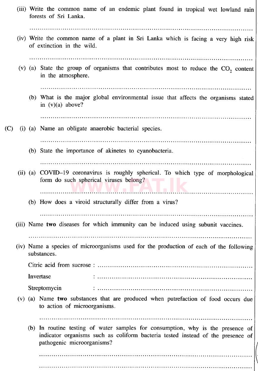 දේශීය විෂය නිර්දේශය : උසස් පෙළ (A/L) ජීව විද්‍යාව - 2020 ඔක්තෝබර් - ප්‍රශ්න පත්‍රය II (නව විෂය නිර්දේශය) (English මාධ්‍යය) 4 2