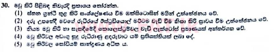 உள்ளூர் பாடத்திட்டம் : உயர்தரம் (உ/த) உயிரியல் - 2022 ஜனவரி - தாள்கள் I (සිංහල மொழிமூலம்) 30 1