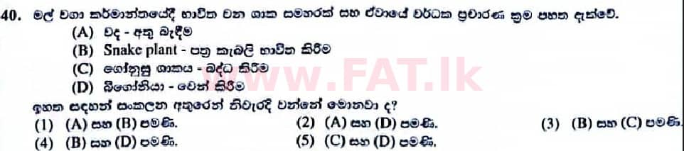 உள்ளூர் பாடத்திட்டம் : உயர்தரம் (உ/த) உயிரியல் - 2022 ஜனவரி - தாள்கள் I (සිංහල மொழிமூலம்) 40 1