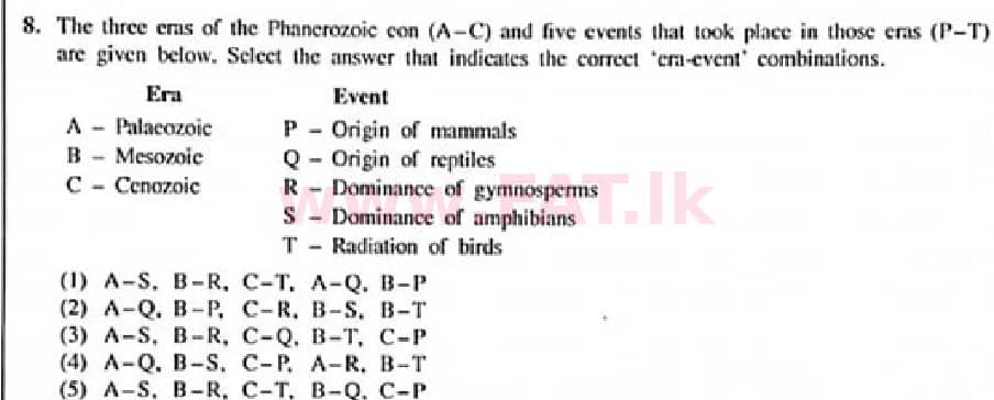 National Syllabus : Advanced Level (A/L) Biology - 2022 January - Paper I (English Medium) 8 1
